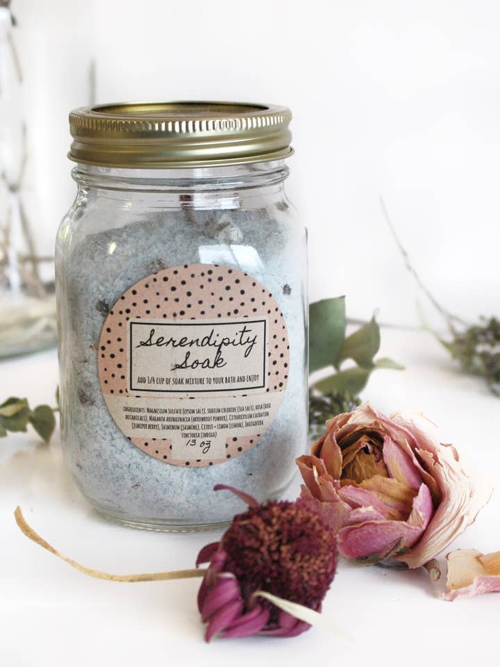 Serendipity Soaking Salts. Jasmine & Indigo Leaf for wholesale by Blackwood Gifts