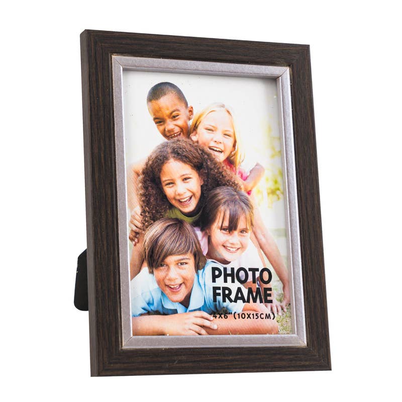 Deluxe Import Trading – wholesale Picture frame – PHOTO FRAME 4x6''BROWNw/SILVER0
