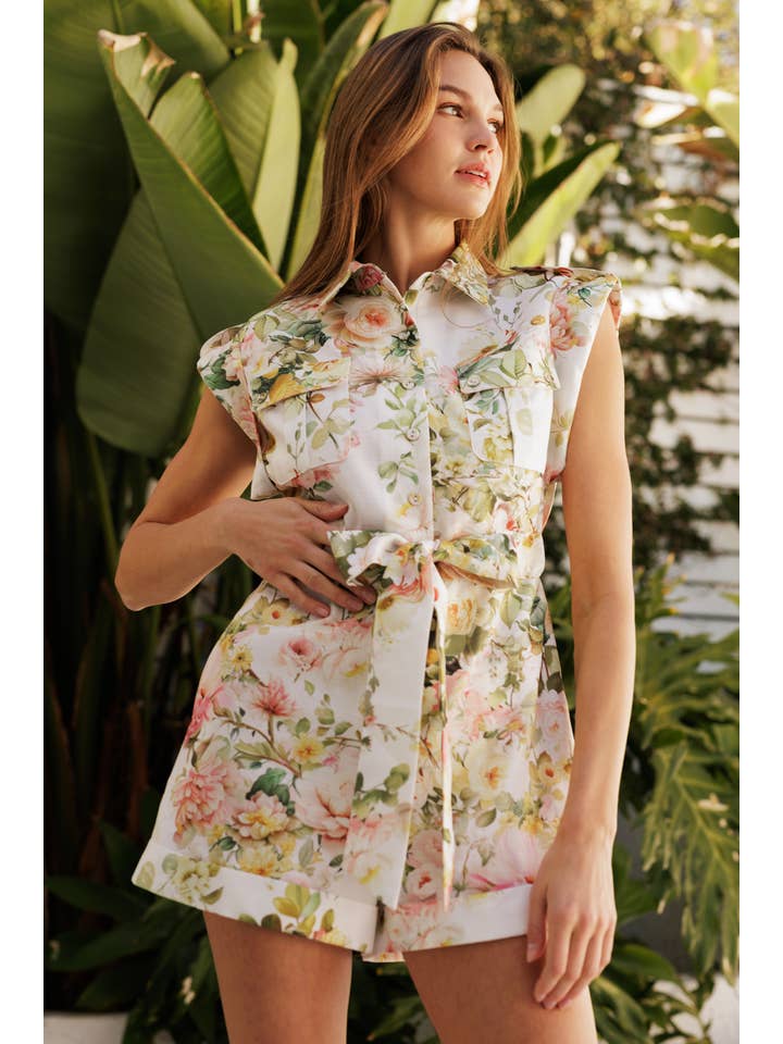 Endless Blu - Wholesale Romper - Women's - Floral Cotton Romper