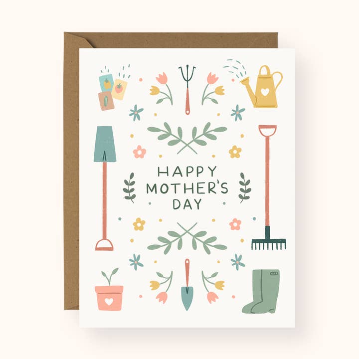 Mother's Day Gardening Card for wholesale by Katie Pea Studio
