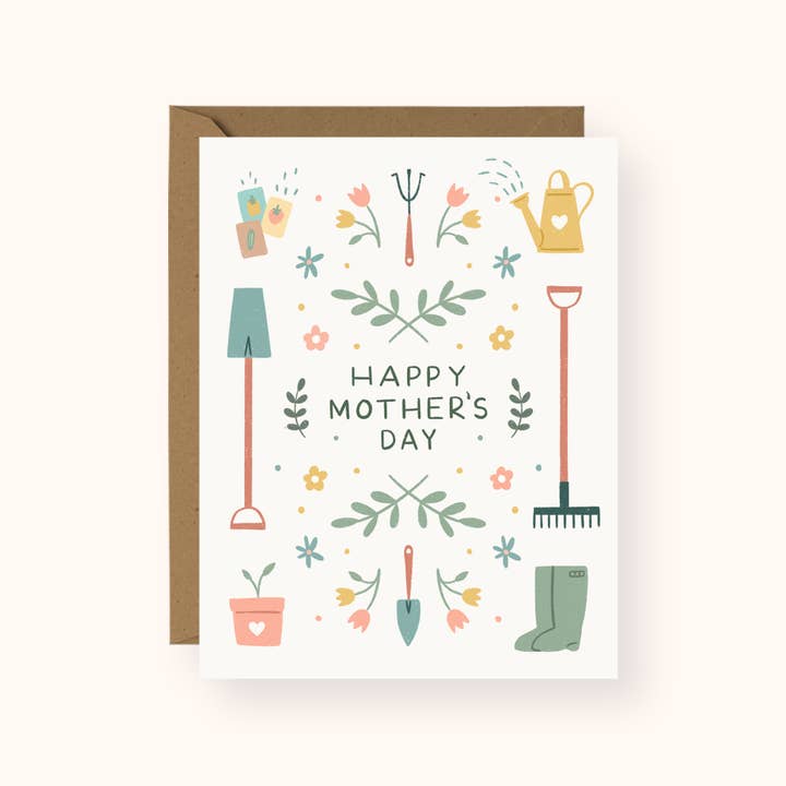 Mother's Day Gardening Card for wholesale by Katie Pea Studio