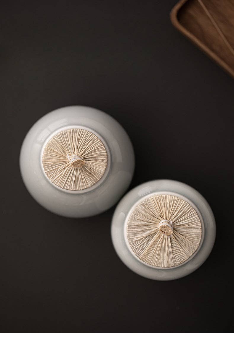 Gohobi （We cover U.S. import duties） - Wholesale Jar - Gohobi Ceramic Tea Storage Jars Ice Grey (Straw Lid)5