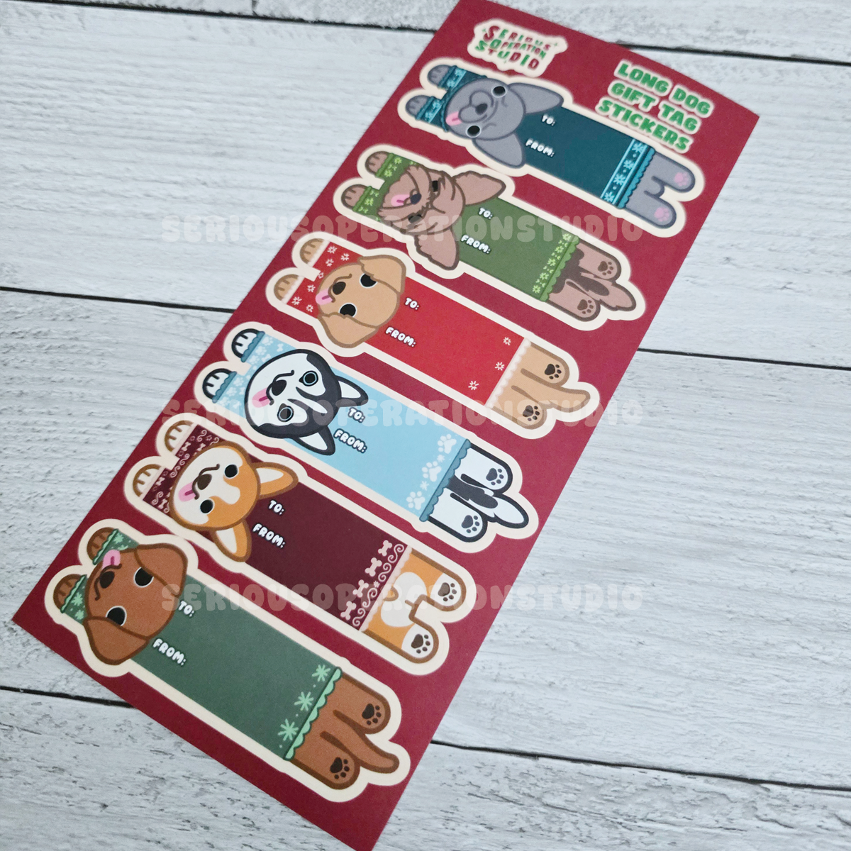 SeriousOperationStudio - Wholesale Sticker - Long Cat & Dog Gift Tag Waterproof Sticker Sheet2