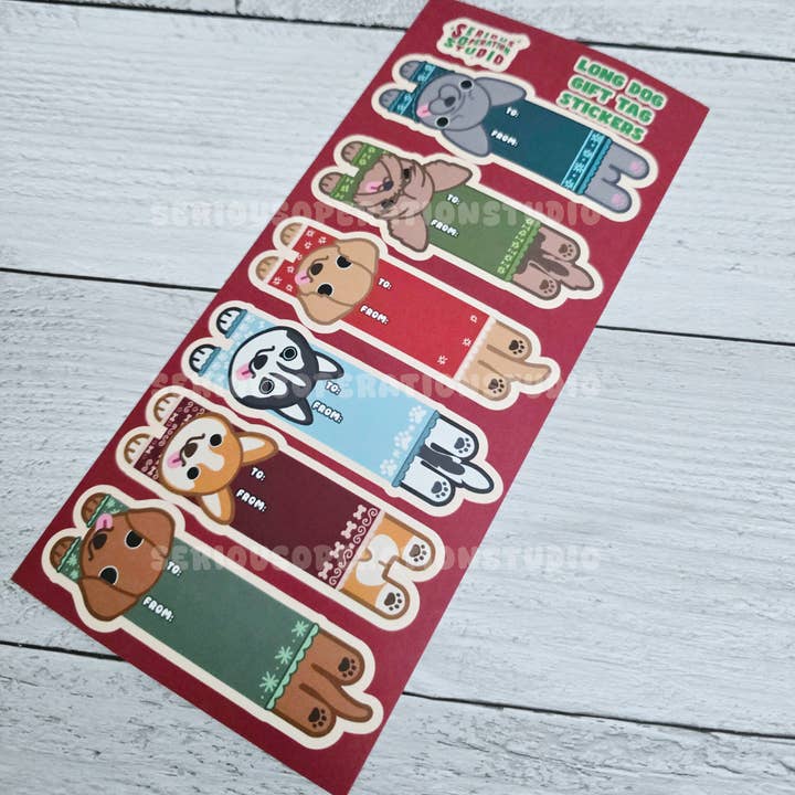 SeriousOperationStudio - Wholesale Sticker - Long Cat & Dog Gift Tag Waterproof Sticker Sheet2