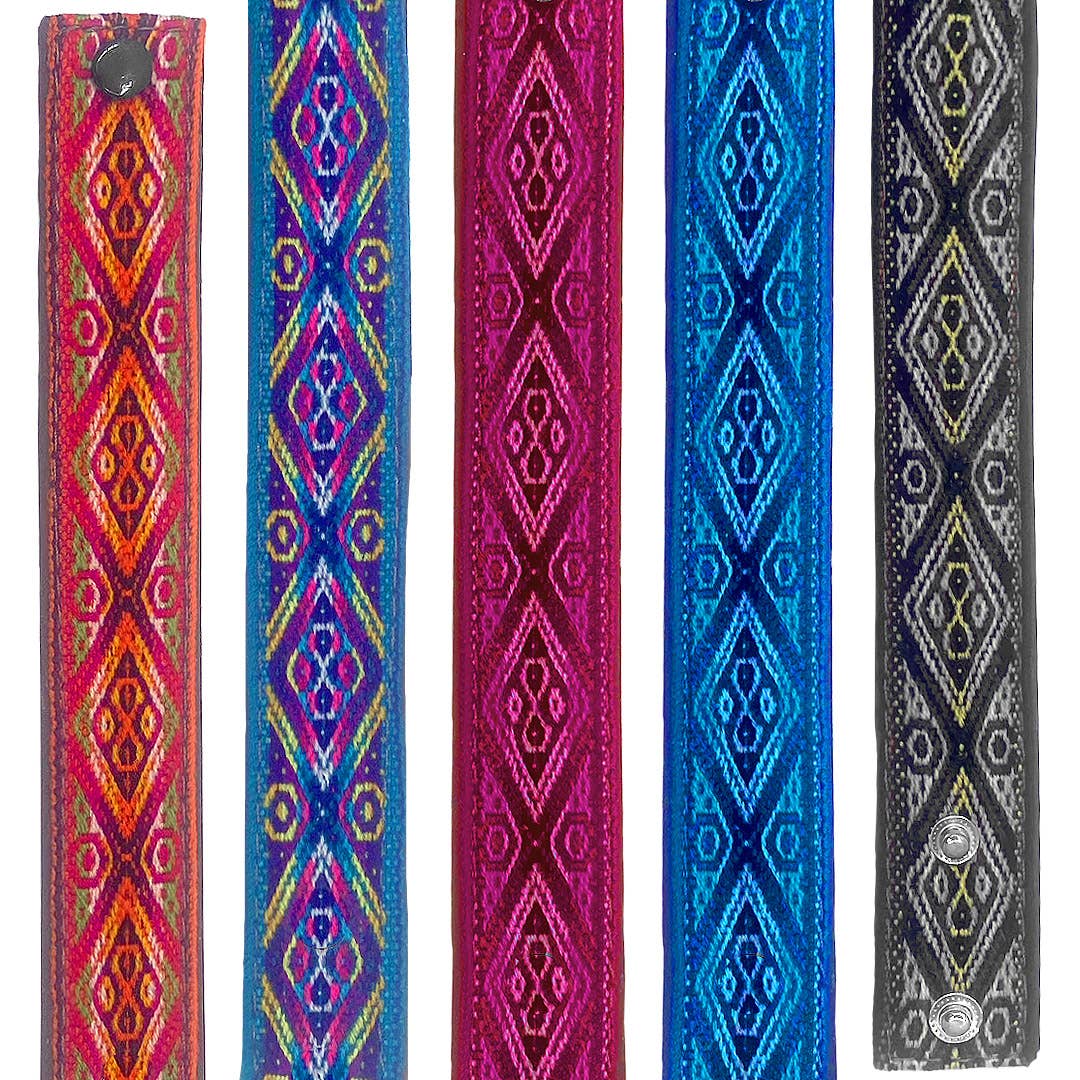 Pichincha - Vente Bracelet tissé/tressé - Bracelet à pression en cuir à motif tribal