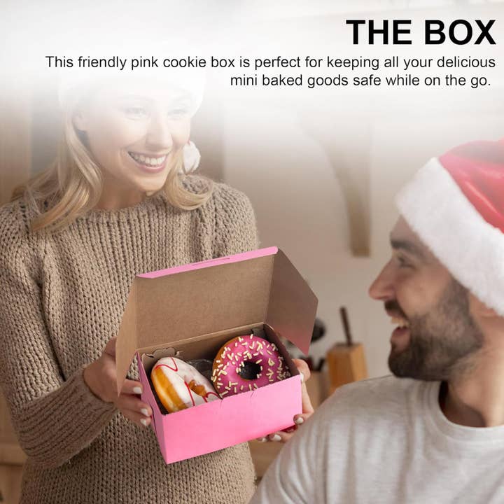 MT Products - Wholesale Food Storage Container - MT Products Pink Bakery Cookie Boxes - 25 Pieces
