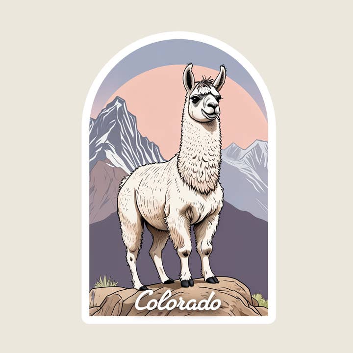 Berglama Anpassad Souvenirklistermärke (M1062) för wholesale av Shoreline Summit