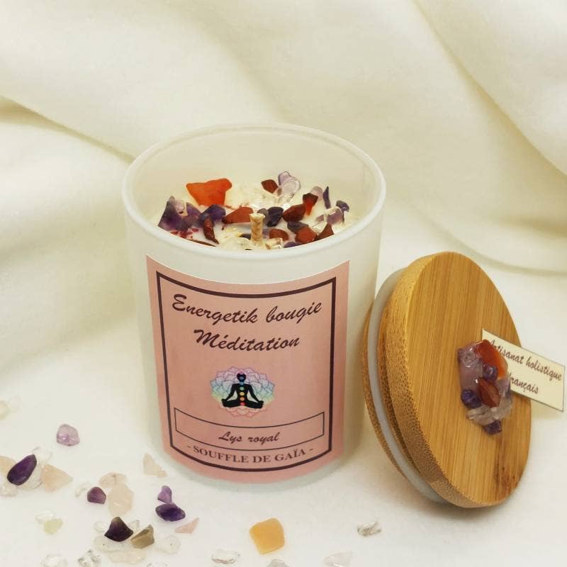 Sarl SdG / Souffle de Gaïa - Wholesale Jar/Filled Candle - Bougie méditation - Lys blanc -bougie bijou parfumée de soin0