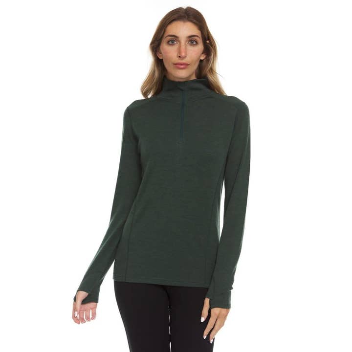 Midweight Women's Wool 1/4 Zip - 100% Merino Wool for wholesale by Minus33 Merino Wool