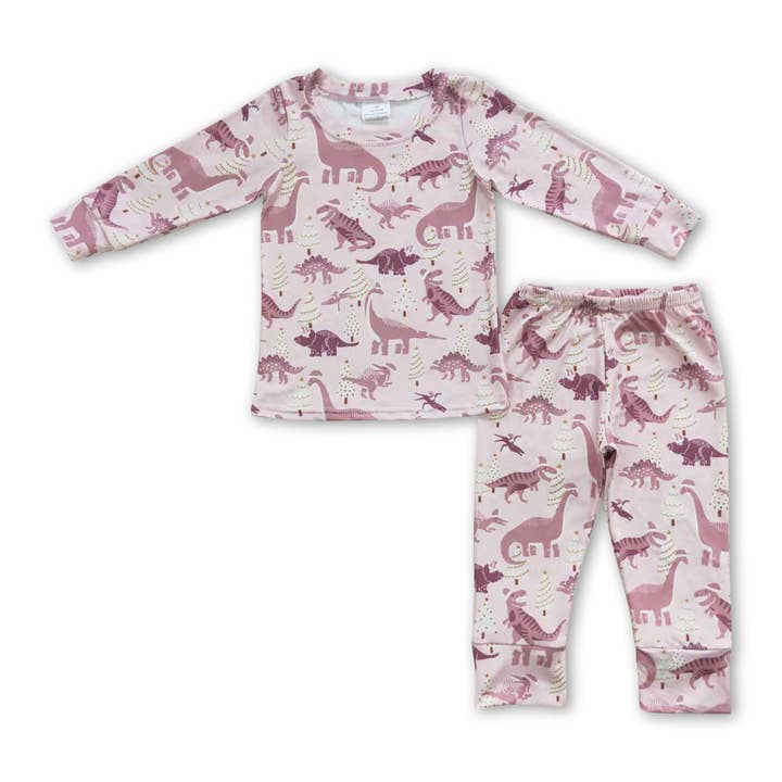 Dinosaur hat long sleeves kids girls Christmas pajamas for wholesale by Yawoo Garments