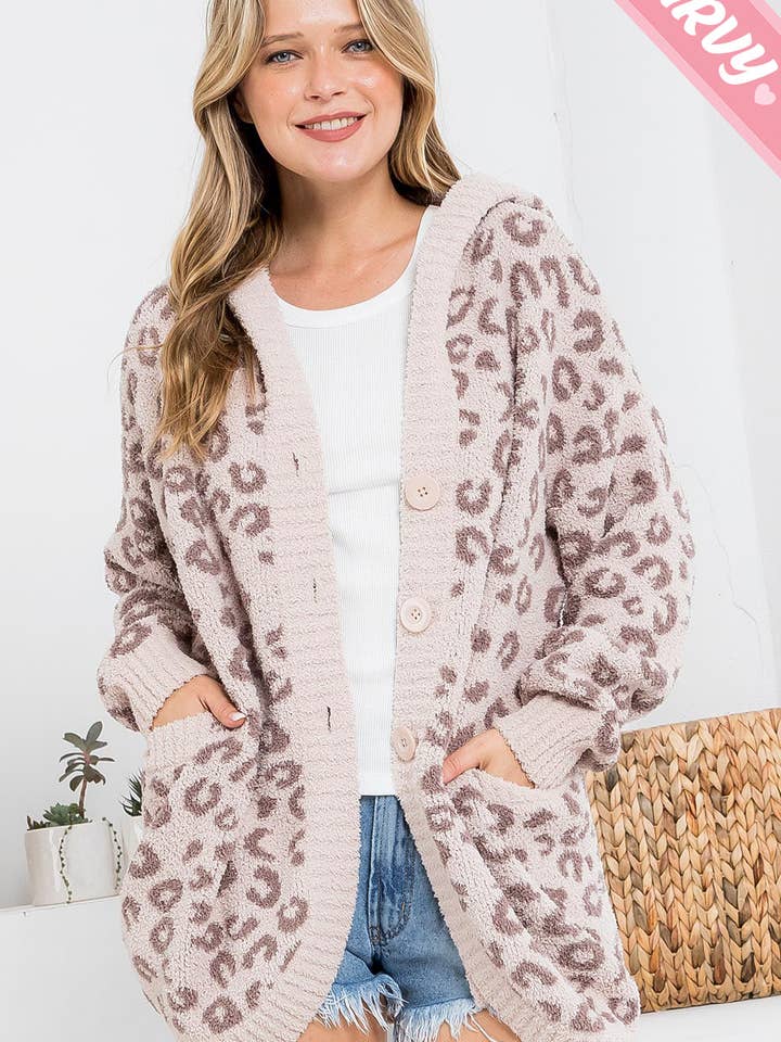 Sweet Lovely by Jen - Wholesale Cardigan - Women's - PLUS SIZE LEOPARD SUPER SOFT SWEATER KNIT CARDIGAN 8