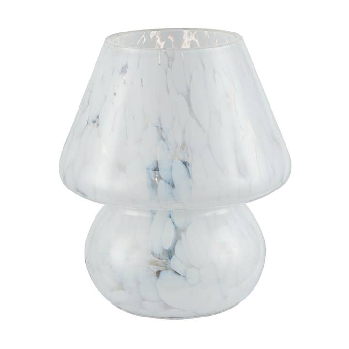 Happy Homewares – wholesale Accent/desk lamp – Modern Designer Mushroom Glass Table Lamp in White Snowflake Pattern1