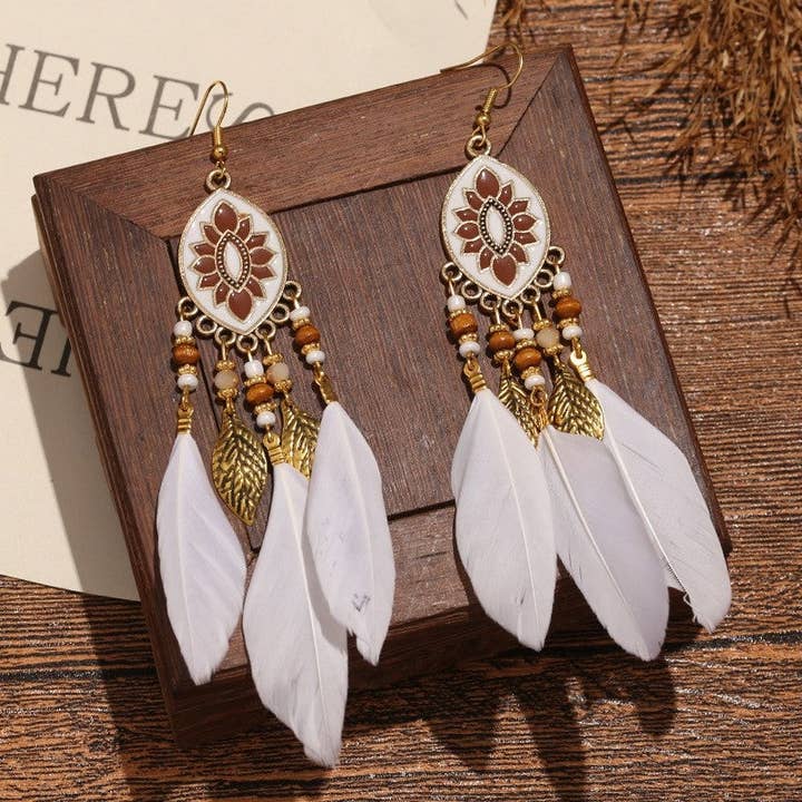 liqubit - Wholesale Dangle Earrings - Bohemian Feather Ear Hook2