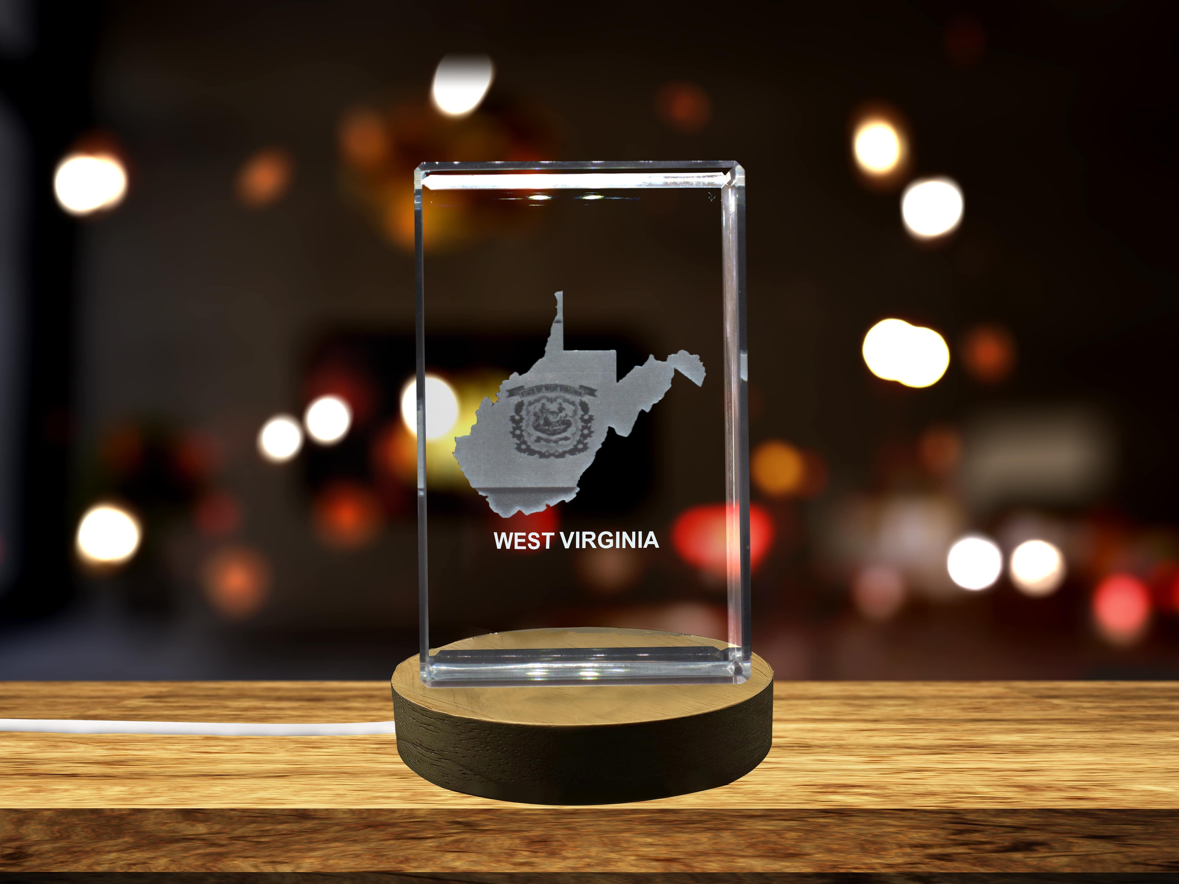 AB Crystal Collection - Wholesale Decorative Figurine - West Virginia 3D Engraved Crystal 3D Engraved Crystal1