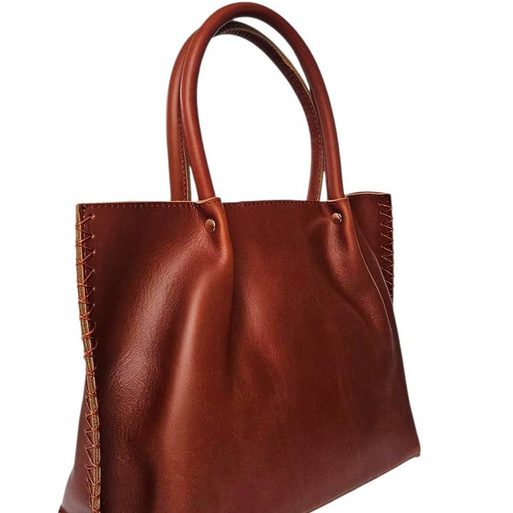 MBH Leather - Wholesale Top Handle Bag - Women's - The Amara Handbag - Brown1