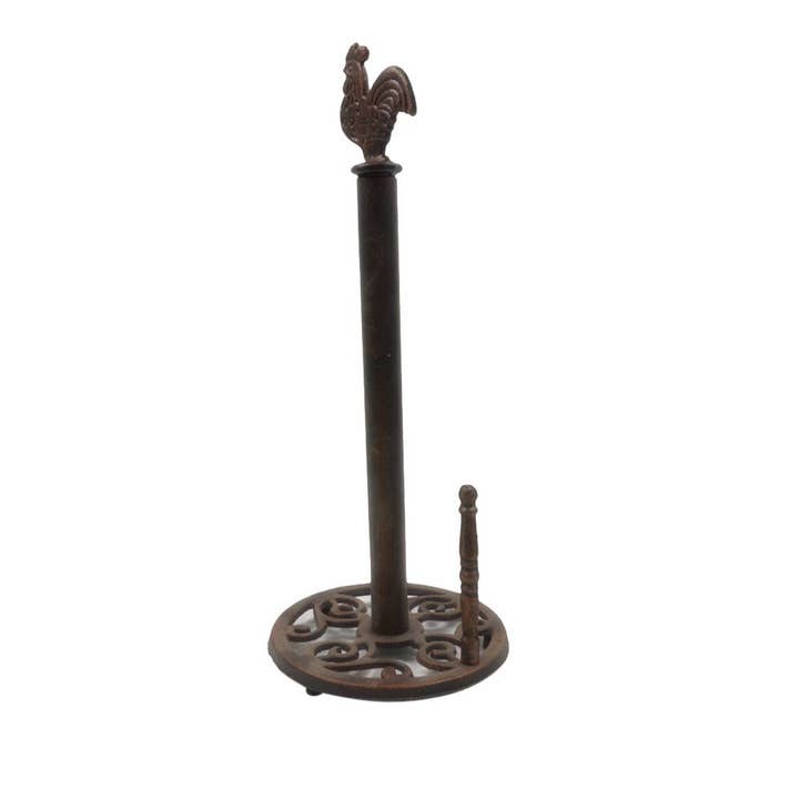 Porte-serviettes en papier coq en fonte de cuivre rustique 15" pour la vente par Hampton Ironworks