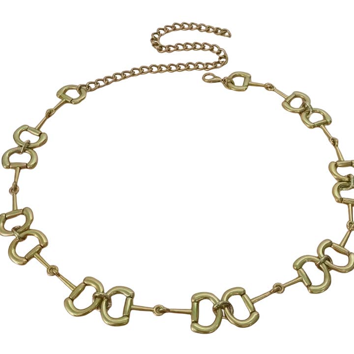 HoopLa - Wholesale Belt - Women's - Equestrian Snaffle Bit Chain Belt- Vintage Gold- Waterproof2