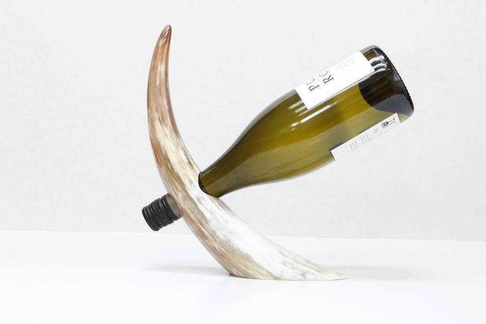 The African Home Goods - Wholesale Bottle Rack/Holder - ANKOLE COW HORN  WINE BOTTLE HOLDER - LIGHT3