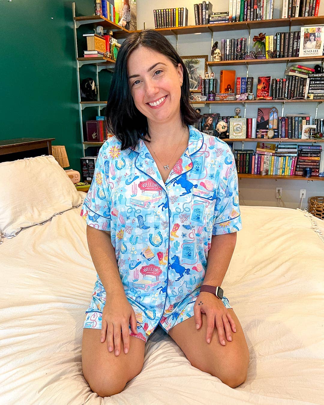 Blissfully Bookish Company - Wholesale Sleepwear Set - Women's - Cowboy Romance Bamboo Shorts Pajama Set4