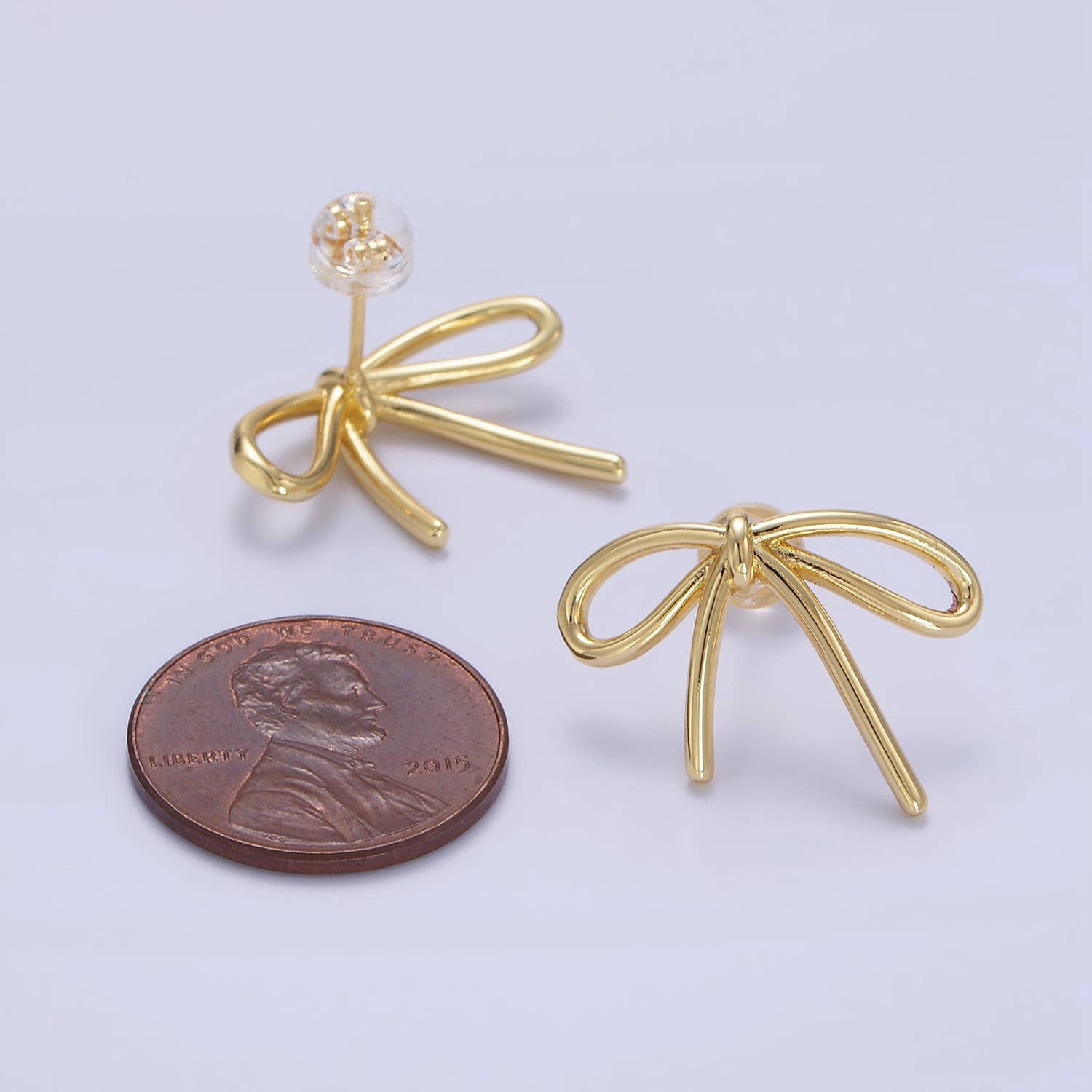 Aim Eternal - Wholesale Stud/Post Earrings - 14K Gold Filled Minimalist Tied Ribbon Bow Stud Earrings 2