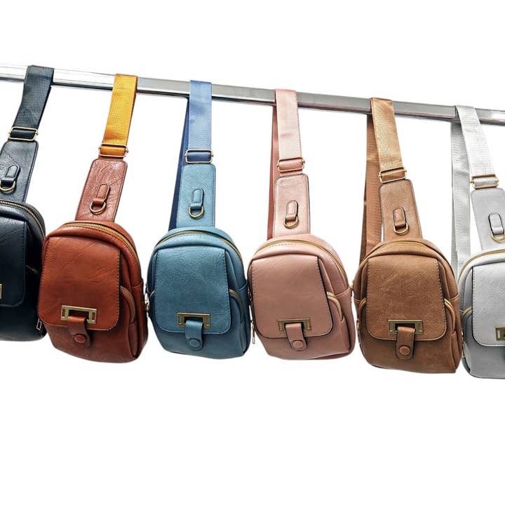 Small Classic 2 Zipper Chest Bag Sling Bag for wholesale by Superbia