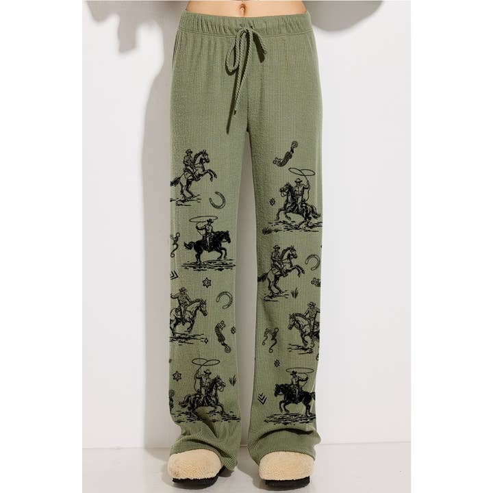 Phil Love - Venta al por mayor Conjunto de ropa cómoda - Mujer - Conjunto de ropa de salón con capucha y estampado de canalé Desert Cowgirl 23