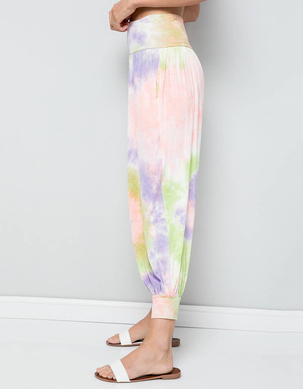 Multi Colored Tie-dye harem pants (CH-159) for wholesale on Faire0