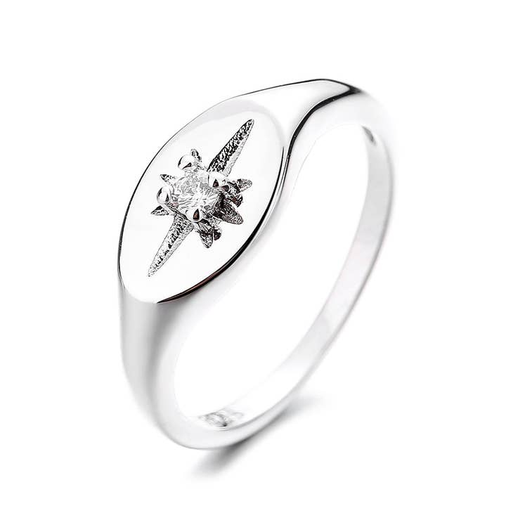 Amy and Annette - Wholesale Multi-Stone Ring - Sterling Silver Starburst Ring with Preciosa Crystals