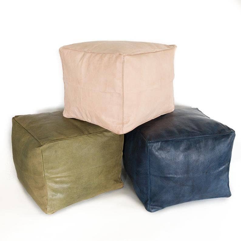 ProHandmadeDesign - Vendita all'ingrosso Pouf - Pouf ottomano quadrato marocchino in pelle autentica2