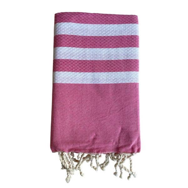 Fouta wafelstructuur 5/5 roze, Strandhanddoek gerecycled katoen voor wholesale door SoBeach