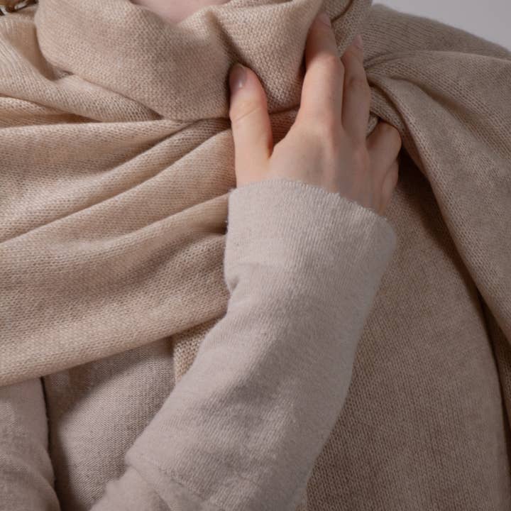 LØS KANT - 100% Ren Cashmere Strikket Tørklæde, 60*180 cm for engroshandel hos elenomad