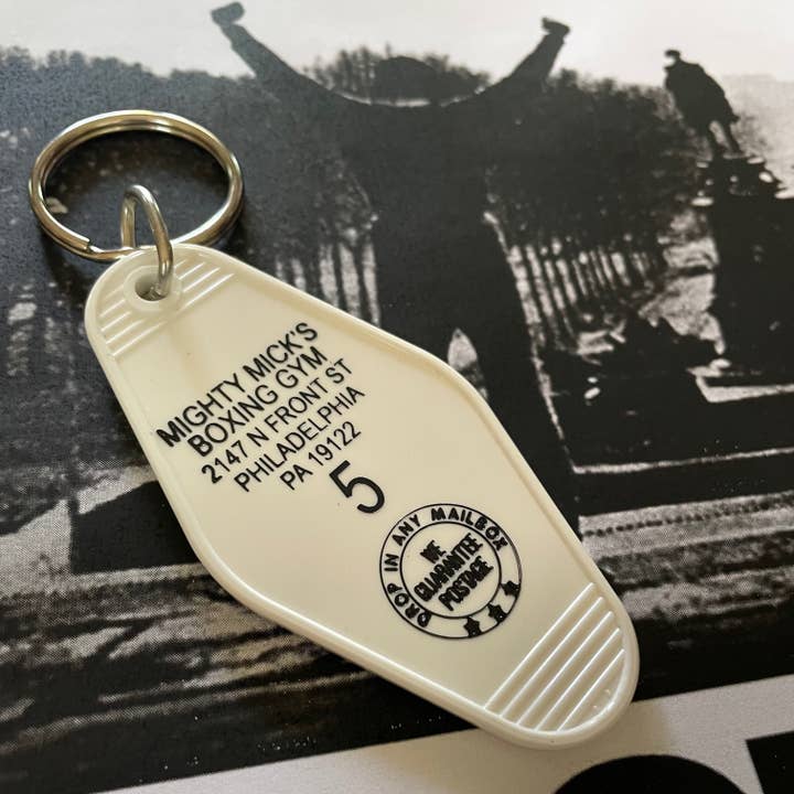 The 3 Sisters Design Co. - Wholesale Keychain – Unisex - Motel Key Fob - Mighty Mick's Boxing Gym (Rocky)