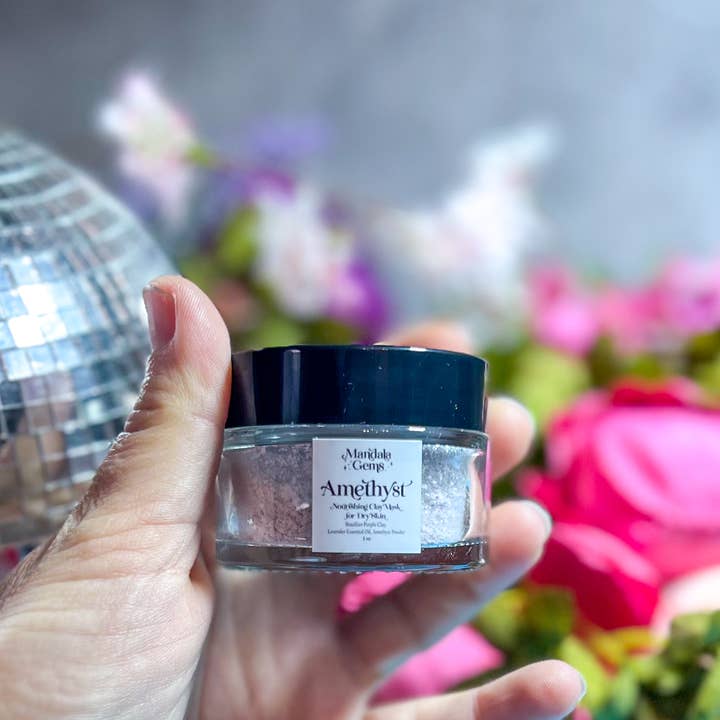 Mandala Gems - Wholesale Skincare Face Mask - Amethyst Nourishing Purple Clay Mask with Real Amethyst Sand
