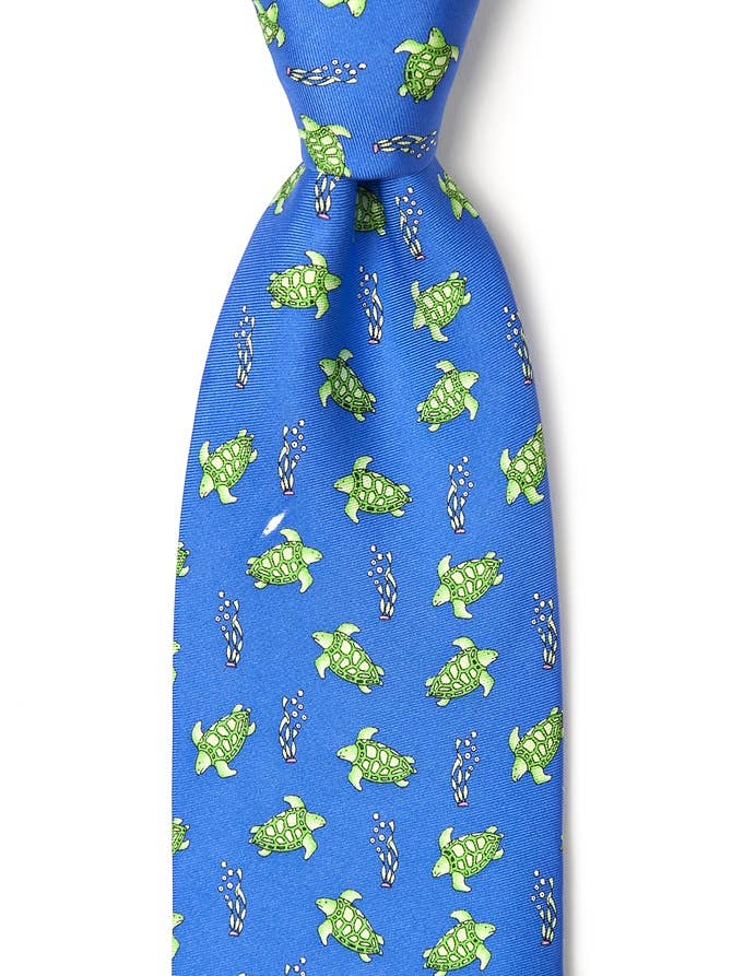 Cravatta Tartarughe Marine - Seta Blu per la vendita all'ingrosso da parte di Alynn