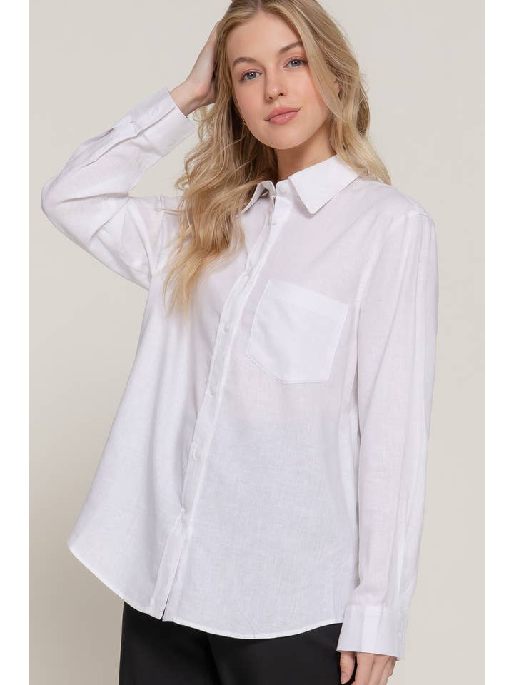 Active Basic | Active USA - Wholesale Button Down Shirt - Women's - Long Sleeve Linen Blend Shirt24