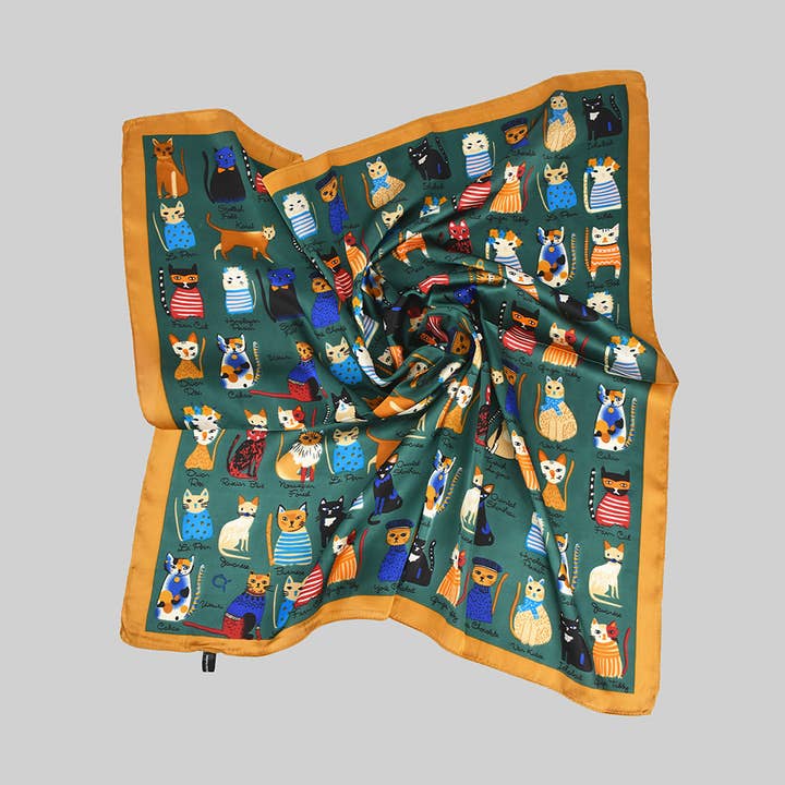 KATTENRAS KAT ZIJDEACHTIGE VIERKANTE SJAAL voor wholesale door Girly