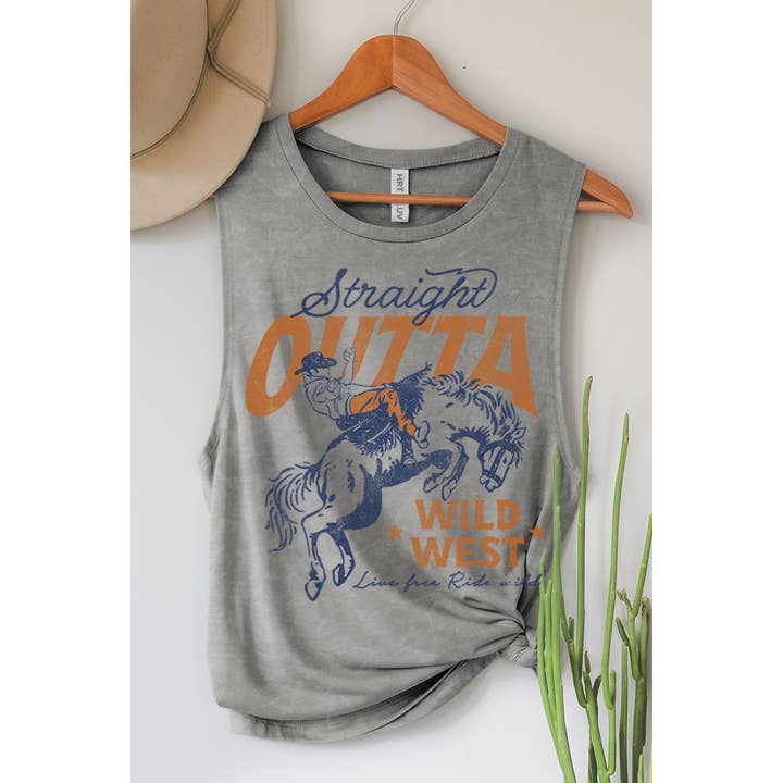 HRTandLUV - Wholesale Tank Top - Women's - STRAIGHT OUTTA WILD WEST GRAPHIC TANK TOP