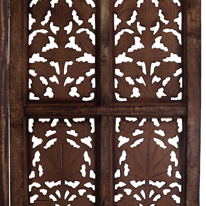 iAnanas - Wholesale Room Divider - Mango Wood Room Divider - 5 Panel Floral Handmade Screen, Privacy Screen & Decoration for Living Room, Bedroom, Balcony & Office - Brown (254x3x180 cm)2