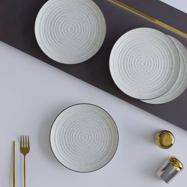 Spiral White 4 Piece -10 Inch Ceramic Dinner Full Plates for wholesale by GoGlocal