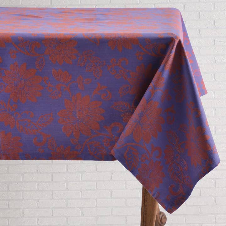 Jacquard Lotus Indigo-Tischdecke für den Großhandel von Mahogany