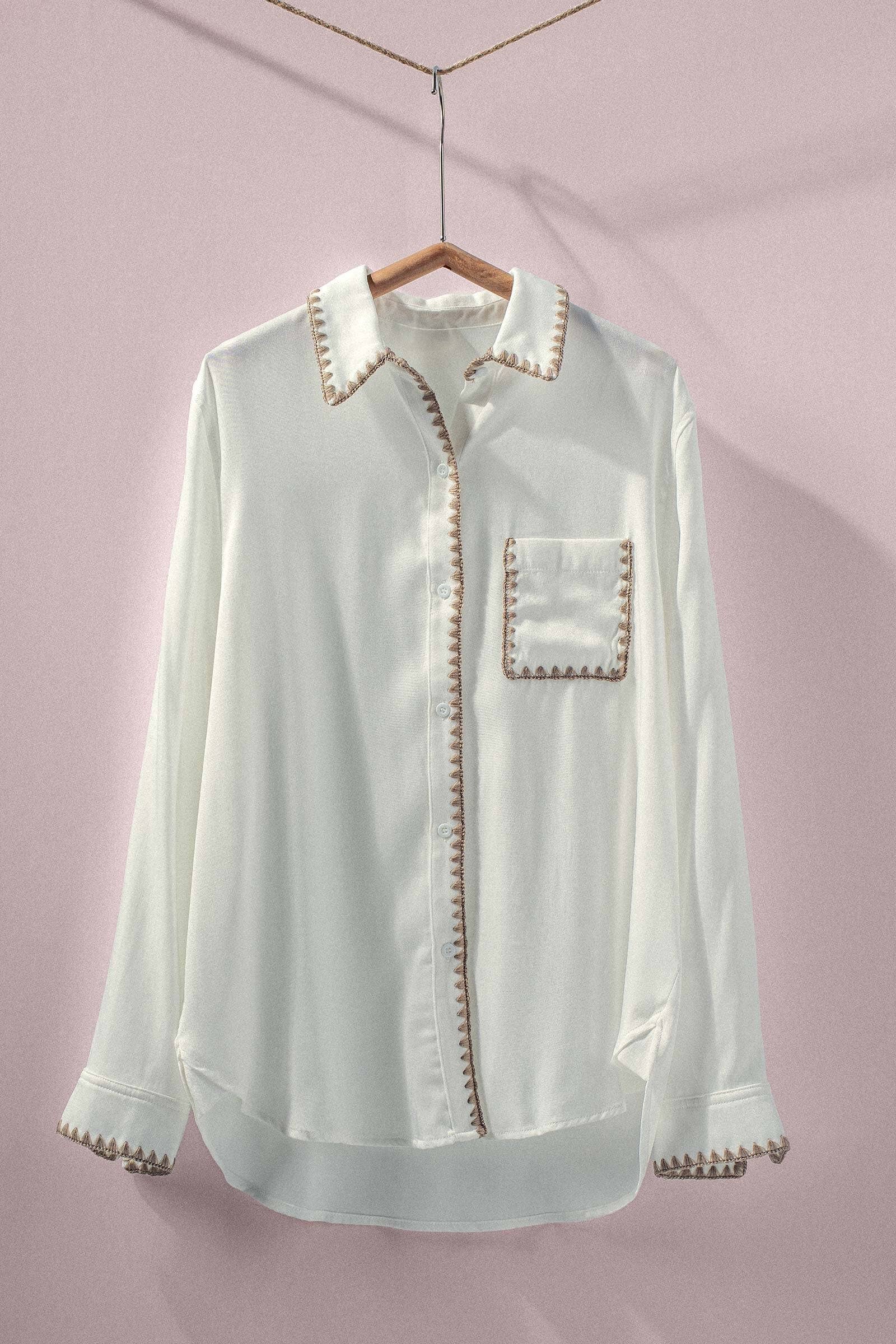 Urban Daizy - Vente Chemise à col boutonné – femme - Chemise à manches longues en soie lisse17