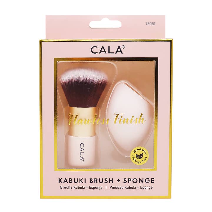 PINEAPPLE Beauty - Wholesale Makeup Brush Set - CALA 76060 Kabuki Brush and Blending Sponge Set Pink - 6pc