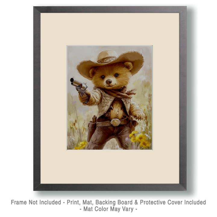 Mowbi - Wholesale Art Print - Quickdraw Bear Cub - Anthropomorphic Wall Art Prints – 8″x10″ Artwork for 11″x14″ Frame1