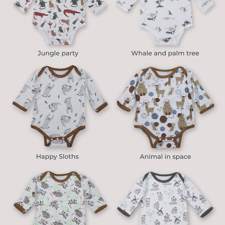 Langarm-Body-Strampler aus Bio-Baumwolle und Bambus 3-18 M für den Großhandel von KaWaii Baby Diapers