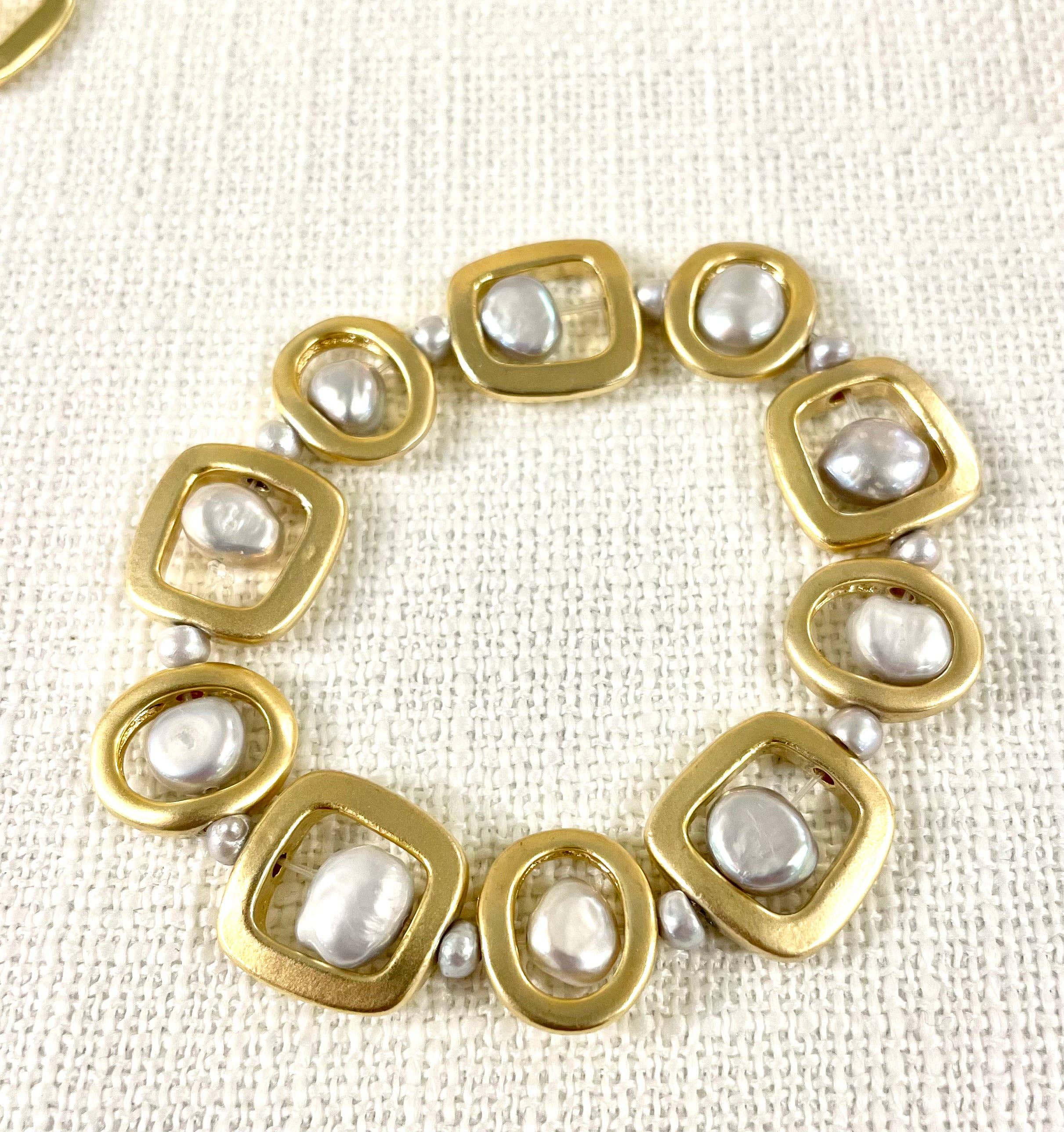 Studio G – wholesale Beaded bracelet – #57B-Brushed Bead and Pearl Bracelet1