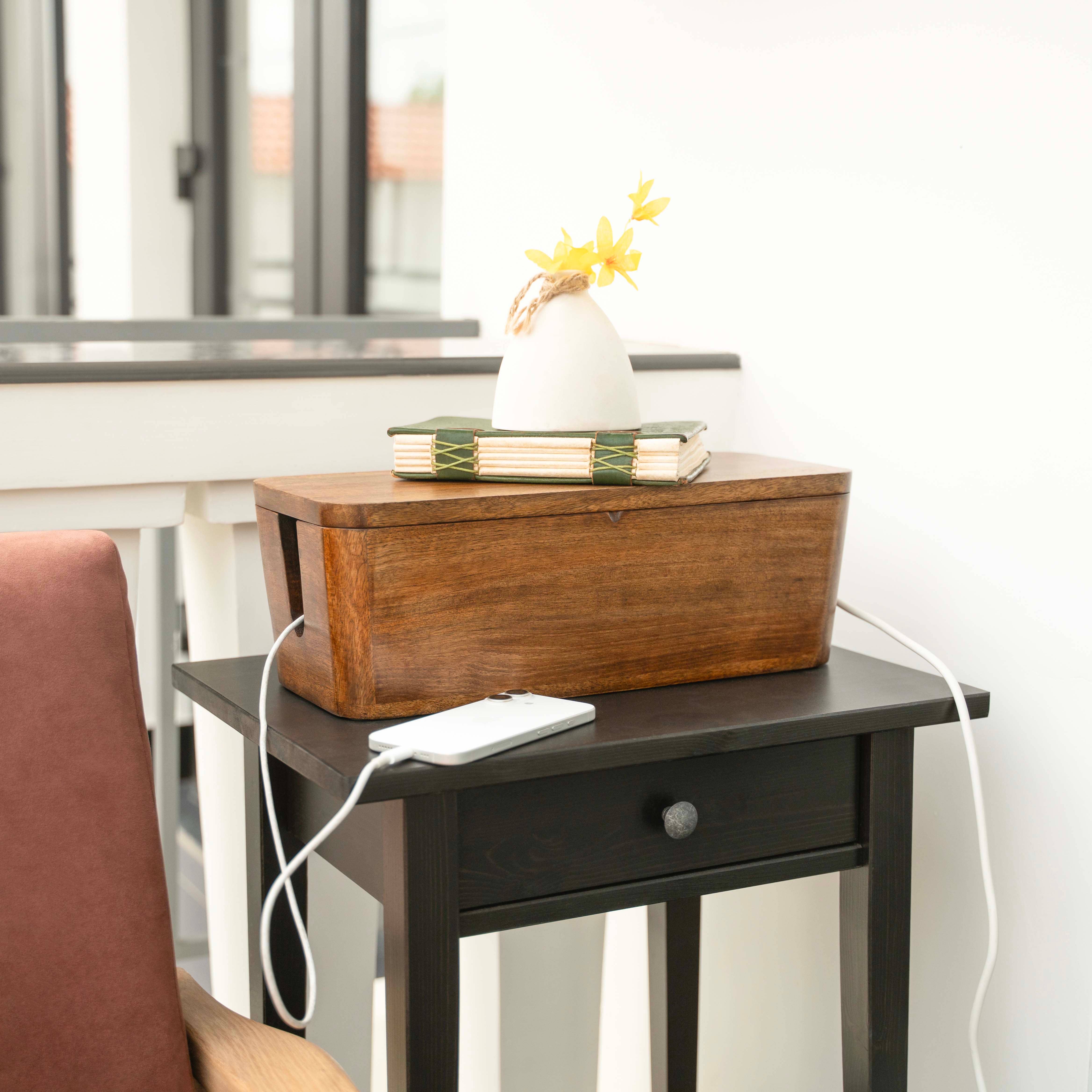 LuxeDesigns Co LLC – wholesale Desk organiser – Cable Management Box - Natural Wood4