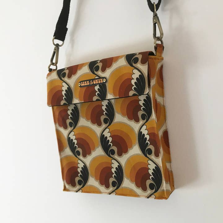 Retro Bag, 1970's Print Bag, Geometric Print Fabric for wholesale by Stan and Gwyn