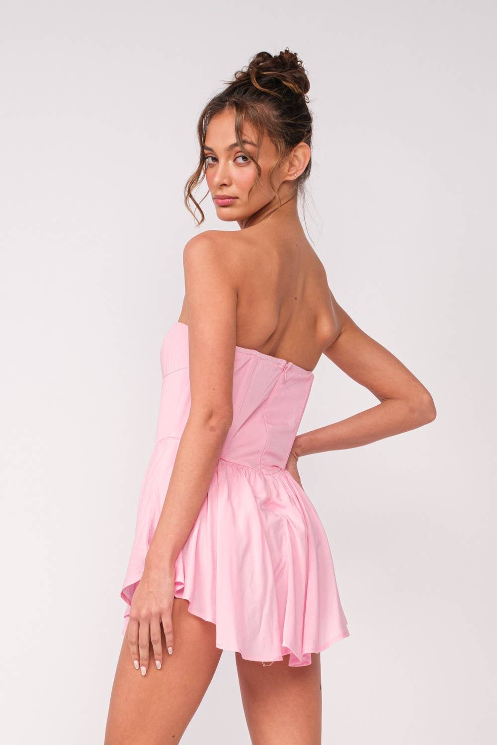 Sky to Moon - Wholesale Romper - Women's - SOLID COLOR FRONT CUTOUT MINI ROMPER DRESS11