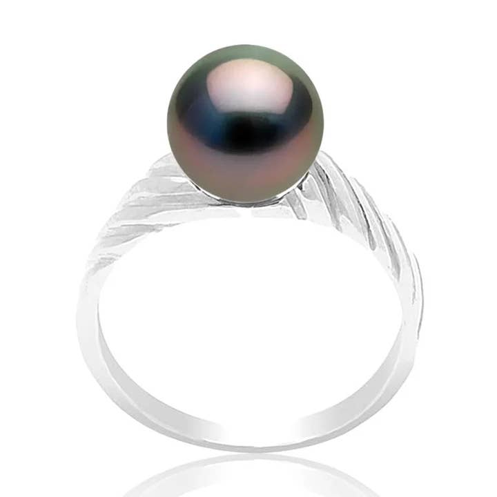 Bague Perle Noire de Tahiti sur Or Blanc pour la vente par Inspirations
