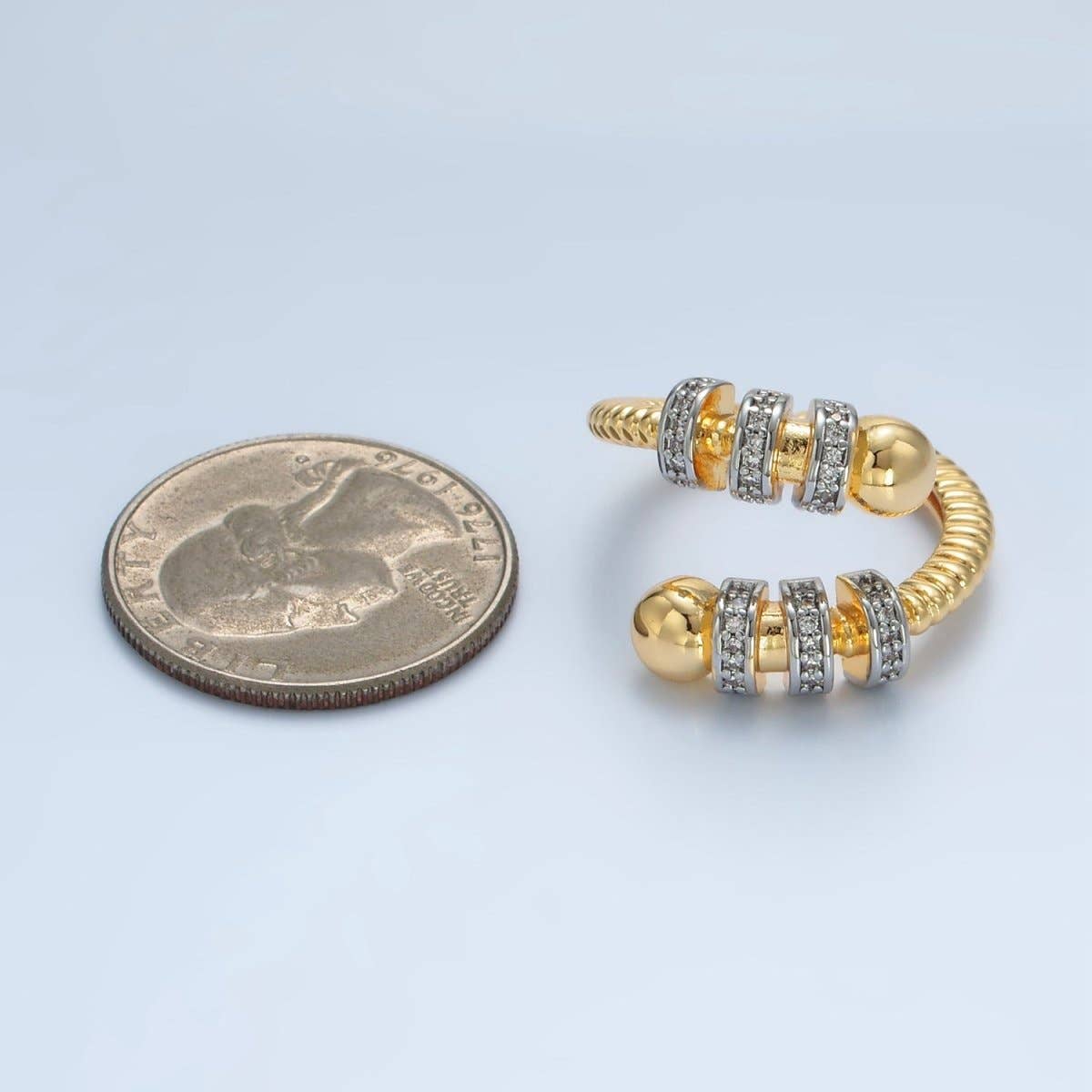 Aim Eternal - Wholesale Band/Stacked Ring - 24K Gold Filled Circular Coil Band Mixed Metal Ring | O14074